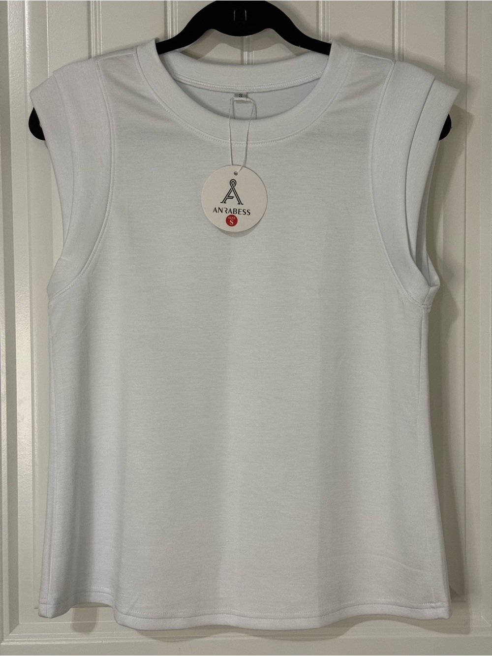 Women's White Capped Sleeve Crewneck Shirt